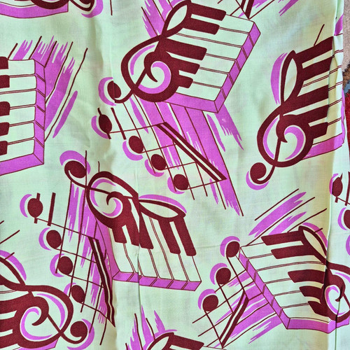 Vintage fabric musical notes - fabric,