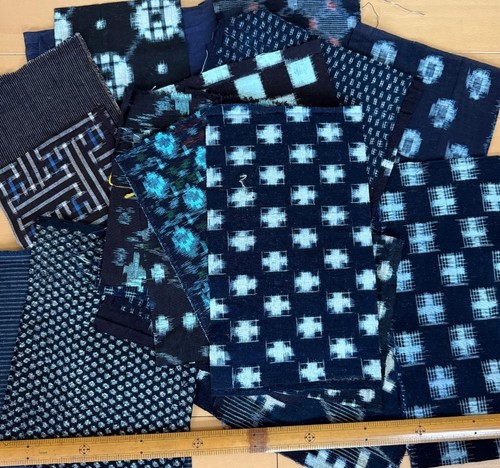Indigo dyed antique fabric - dyed, set